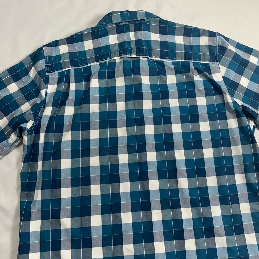 Wrangler Men's Teal and White Plaid Button Down Shirt - Picture 11 of 13
